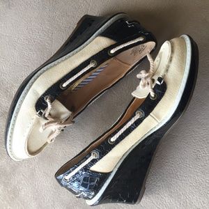 Sperry TopSiders Canvas Boat Shoes Heels